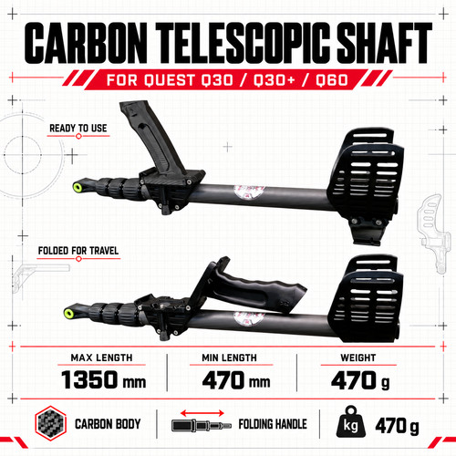 Asta telescopica carbonio - in,